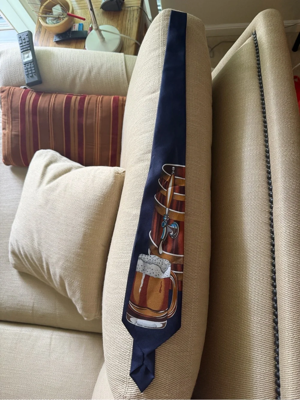 Men's Navy Novelty Beer Keg Silk Tie